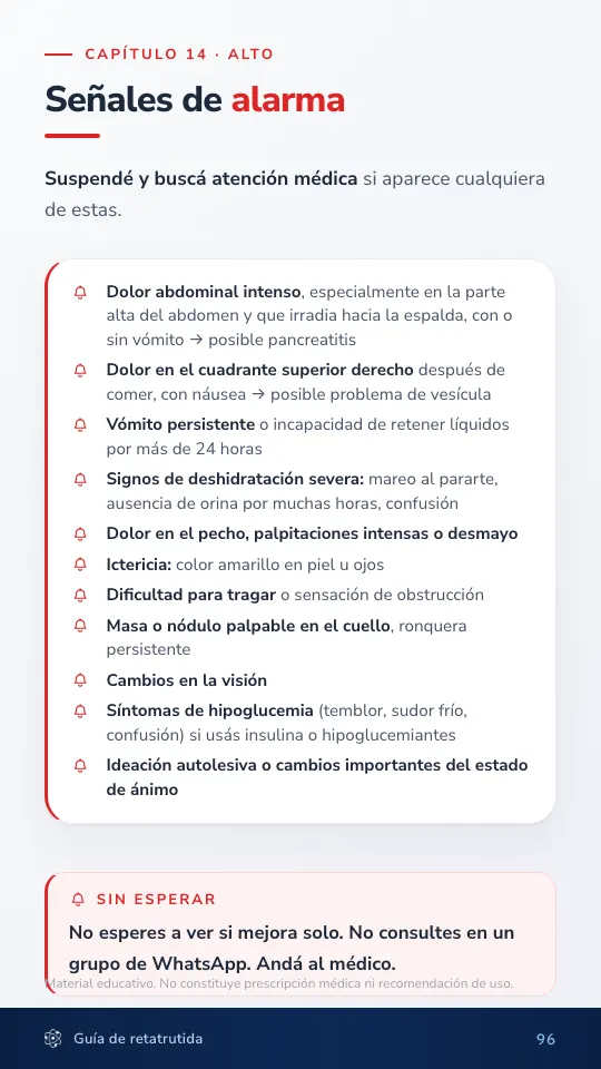 Página de señales de alarma